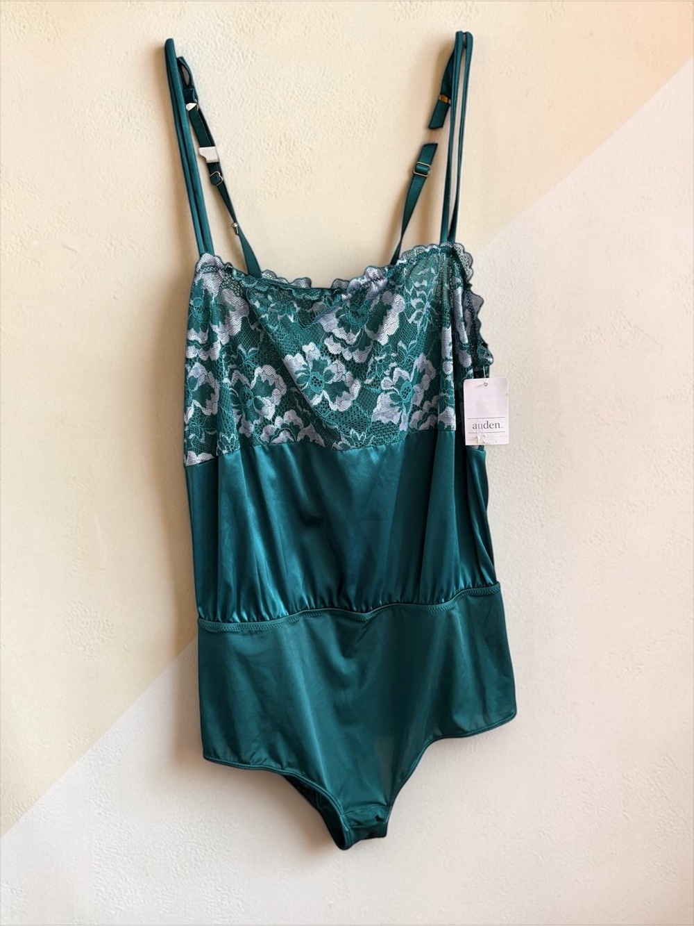 Auden Teal bodysuit lingerie with lace detail